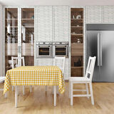 Sarı Beyaz Pötikareli Pvc Muşamba Astarlı Masa Örtüsü Leke Tutmaz Silinebilir