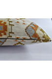 Kilim Desenli Dekoratif Yastık Kılıfı Çift Taraflı Şönil Dokuma Gizli Fermuarlı Etnik Kırlent Kılıfı