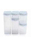 Tupperware 5li Oval Dizayn Set Mavi