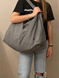  Oversize Hobo Gri Omuz Çantası