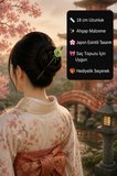 Yeşil Lotus Çiçekli Doğal Ahşap Saç Çubuğu El Yapımı Japon Esintili Topuz Tokası
