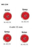 Simli Kırmızı Renk 4 Adet 15 mm Bebek Düğme, Bebek Kazak, Yelek, Gömlek Düğmesi 403 210