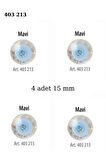 Simli Mavi Renk 4 Adet 15 mm Bebek Düğme, Bebek Kazak, Yelek, Gömlek Düğmesi 403 213