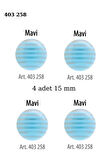 Çizgili Mavi Renkli 4 Adet 15 mm Bebek Düğme, Çocuk Düğme 403 258