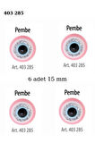Pembe Renk Nazar Boncuklu Simli 6 Adet 15 mm Bebek Düğme, Bebek Kazak, Yelek, Gömlek Düğmesi 403 285