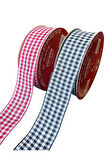 2 Makara Kırmızı Ve Siyah Pitikare, Ekose Kurdele, Paketlik Kurdele 2,5 Cm 5 5 Mt 115089/115085