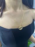 Kadın Çelik Gold Kaplama Özel Seri Model Zirkon Taşlı 50 cm Kolye