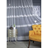 Raporlu, Nakışlı, Kırışma Yapmaz (1/3 Sık Pile) Ekru Tül Perde