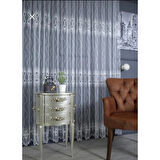 Raporlu, Nakışlı, Kırışma Yapmaz (1/3 Sık Pile) Ekru Tül Perde