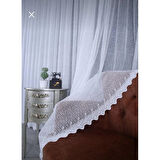 Raporlu, Nakışlı, Kırışma Yapmaz (1/3 Sık Pile) Ekru Tül Perde