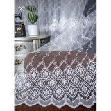 Raporlu, Nakışlı, Kırışma Yapmaz (1/3 Sık Pile) Ekru Tül Perde