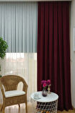 Soft Kumaş Fon Perde Sık Pileli Bordo Perde