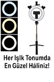 3 Modlu Ayarlanabilir LED Işıklı Selfie Halkası Makyaj ve Canlı Yayın İçin Profesyonel Aydınlatma