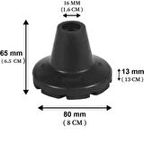 Ekstra Geniş Tabanlı Kaydırmaz Kauçuk Koltuk Değneği / Baston Lastiği (İç Çap: 1.6 CM)