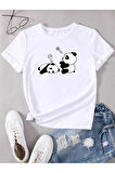 malkoçbey sevimli pandalar baskılı t-şhirt