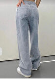 Moda Baggy Jean Kot Kadın Bol Salaş Geniş Paça Rahat Pantolon