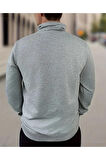 Erkek Paris Baskılı Yarım Fermuarlı Oversize Sweatshirt