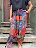  Unisex Nepal Patchwork Pantolon, Salaş Pantolon, Rahat Pantolon, Renkli Şalvar