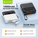 BAVIN PC009S Powerbank 22.5W Hızlı Şarj 10000mah Taşınabilir IOS ve Type-C Kablolu Şarj Cihazı