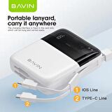 BAVIN PC009S Powerbank 22.5W Hızlı Şarj 10000mah Taşınabilir IOS ve Type-C Kablolu Şarj Cihazı