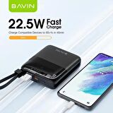BAVIN PC009S Powerbank 22.5W Hızlı Şarj 10000mah Taşınabilir IOS ve Type-C Kablolu Şarj Cihazı