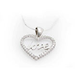 925 Ayar Gümüş Taşlı Love Kadın Gümüş Kolye