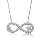 925 Ayar Gümüş Sonsuzluk Ay Yıldız Kadın Gümüş Kolye