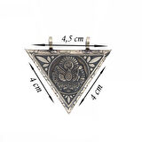 925 Ayar Gümüş Üçgen İçi Açılabilen Osmanlı Arma Muskalık Gümüş Kolye