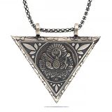 925 Ayar Gümüş Üçgen İçi Açılabilen Osmanlı Arma Muskalık Gümüş Kolye