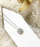 925 Ayar Gümüş Buz Beyazı Baget Taşlı Kolye