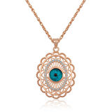 ​925 Ayar Gümüş Rose Oval Nazar Kolye