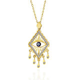 925 Ayar Gümüş Gold Nazarlı Göz Kadın Kolye