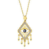 925 Ayar Gümüş Gold Nazarlı Göz Kadın Kolye