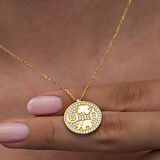 925 Ayar Gümüş Gold Fil Motifli Şans Kadın Kolye