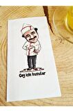 Sunum Peçetesi - Çay için kuzular yazılı Sunum Peçetesi