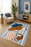 Pinterest Köpek Figürlü Baskılı Kaymaz Yıkanabilir Salon Oturma Odası Mutfak Balkon Halısı Yolluk