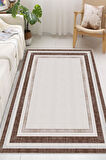 Dijital Baskılı Çerçeve Desenli Dekoratif Kaymaz Taban Yıkanabilir Salon Halısı Yolluk