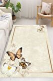 Dijital Baskılı Dekoratif Kaymaz Taban Yıkanabilir Kelebek Desen Halı Salon Halısı Yolluk Mutfak Halısı