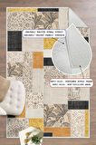 Dijital Baskılı Dekoratif Patchwork Kilim Kaymaz Taban Yıkanabilir Halı