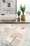Dijital Baskı Modern Kaymaz Taban 2li Set Banyo Paspası Klozet Takımı (50x60cm-60x100cm)