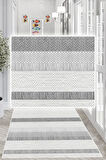 Dijital Baskılı Dekoratif Kaymaz Taban Yıkanabilir Çizgisel Desen Yolluk Antre Hol Halısı Salon Halısı