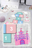 Dijital Baskılı Dekoratif Kaymaz Taban Yıkanabilir Kız Çocuk Seksek Temalı Modern Çocuk Halısı