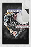 Dijital Baskılı Dekoratif Kaymaz Taban Yıkanabilir Cooking Love Mutfak Halısı