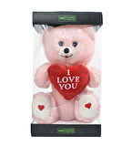 Özel Premium Kutu İçerisinde Sevgiliye Özel Kalpli (I LOVE YOU) Yazılı Sevimli Peluş Ayıcık