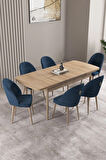 Jusie Barok Desen 80x132 Açılabilir Mutfak Masası Takımı 4 Sandalye, 1 Bench