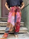 Unisex Nepal Patchwork Pantolon, Salaş Pantolon, Rahat Pantolon, Renkli Şalvar