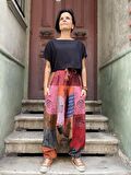 Unisex Nepal Patchwork Pantolon, Salaş Pantolon, Rahat Pantolon, Renkli Şalvar