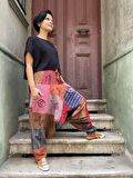 Unisex Nepal Patchwork Pantolon, Salaş Pantolon, Rahat Pantolon, Renkli Şalvar