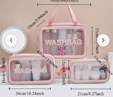 3 Adet Pvc Su Geçirmez Seyahat Makyaj Çantası  Seyahat Saklama Çantası Seti
