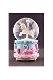 Sevgiliye Hediye Unicorn Orta Boy Kar Küresi Işıklı Müzikli 12CM ve Zirkon Taş Kolye Set